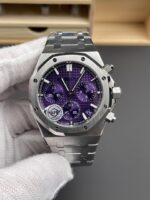 Royal Oak Chrono 26240 Purple Dial FREE SPRUNG MVMNT Steel Caing Super Clone Watch - Image 2