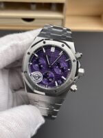 Royal Oak Chrono 26240 Purple Dial FREE SPRUNG MVMNT Steel Caing Super Clone Watch - Image 3