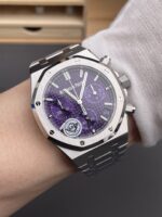 Royal Oak Chrono 26240 Purple Dial FREE SPRUNG MVMNT Steel Caing Super Clone Watch - Image 10