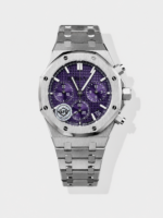 Royal Oak Chrono 26240 Purple Dial FREE SPRUNG MVMNT Steel Caing Super Clone Watch
