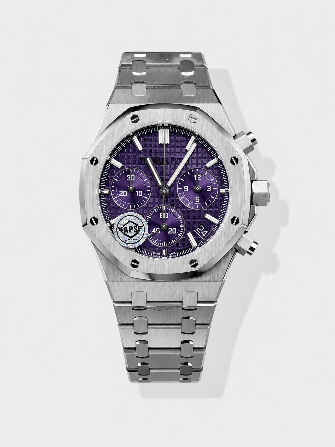 GW-07D23FC5 product image Royal Oak Chrono 26240 Purple Dial FREE SPRUNG MVMNT Steel Caing Super Clone Watch - Image 1