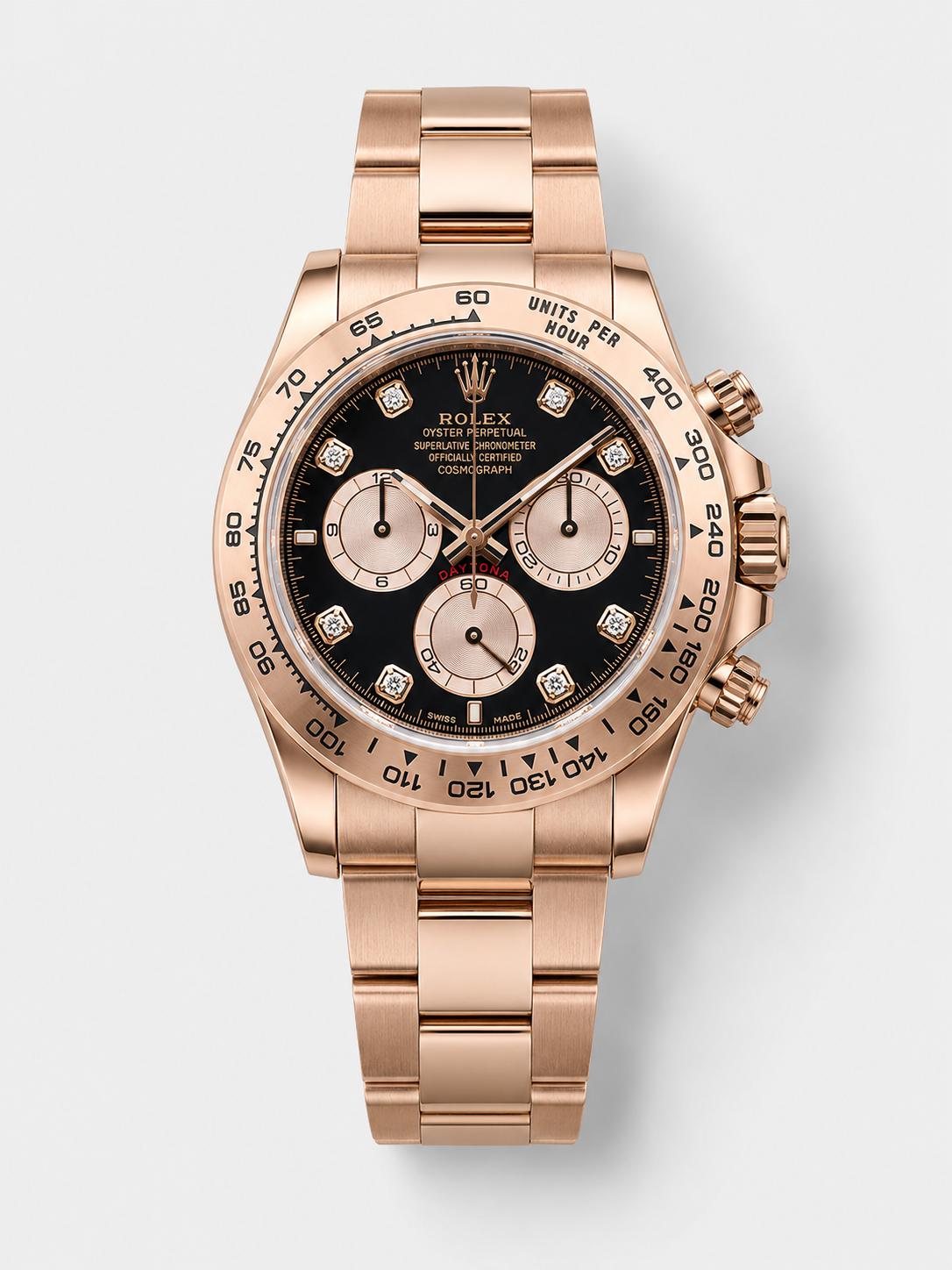 GW-11BDBC9F product image Rolex Daytona REF.126505 Cal 4131 1:1 Swiss Replica Watch – 904L Steel Rose Gold - Image 1