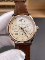 Jaeger LeCoultre Super Clone Master Ultra-Thin Perpetual Calendar Cream Dial Watch - Image 2