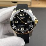 Longines HydroConquest 1:1 Swiss Replica Watch in Black Dial Rubber Strap  Gold Bezel