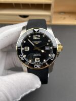 Longines HydroConquest 1:1 Swiss Replica Watch in Black Dial Rubber Strap  Gold Bezel