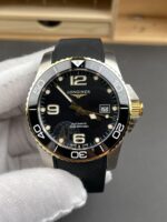 Longines HydroConquest 1:1 Swiss Replica Watch in Black Dial Rubber Strap  Gold Bezel - Image 2