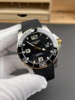 Longines HydroConquest 1:1 Swiss Replica Watch in Black Dial Rubber Strap  Gold Bezel - Image 3