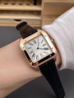 Cartier Santos Dumont in Rose Gold Casing 27MM Super Clone Watch - Image 10