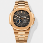 Patek Philippe Nautilus 5712/R 1:1 Quality Swiss Replica Watch in Brown Dial Gold Strap