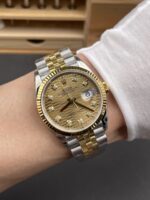 Rolex Datejust Cal.3235 Movement 1:1 Mirror Replica 904L Steel 36MM – Gold Fluted Motif Dial - Image 11