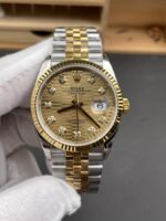 Rolex Datejust Cal.3235 Movement 1:1 Mirror Replica 904L Steel 36MM – Gold Fluted Motif Dial - Image 3