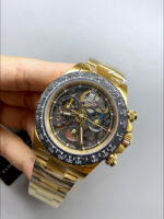 Artisans De Geneve Custom-Style Rolex Daytona High-End Replica: Gold Construction, Carbon Fiber Bezel, Skeletonized Design - Image 4