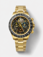 Artisans De Geneve Custom-Style Rolex Daytona High-End Replica: Gold Construction, Carbon Fiber Bezel, Skeletonized Design
