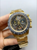 Artisans De Geneve Custom-Style Rolex Daytona High-End Replica: Gold Construction, Carbon Fiber Bezel, Skeletonized Design - Image 3