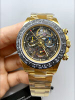 Artisans De Geneve Custom-Style Rolex Daytona High-End Replica: Gold Construction, Carbon Fiber Bezel, Skeletonized Design - Image 2
