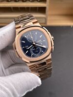 Patek Philippe Nautilus 5990R Rose Gold on 904L Steel Case in Blue Dial – 1:1 Mirror Replica - Image 4