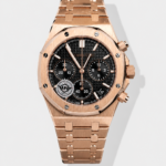 Royal Oak Chrono 26240 Rose Gold Strap in Black Dial Super Clone Watch