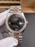 Rolex Datejust Cal.3235 Movement Super Clone Rose Gold 2 Tone 31MM Brown Dial Watch - Image 8