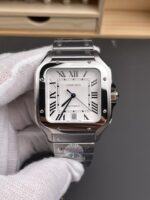 Cartier Santos De Cartier 904L Steel White Dial Super Clone Replica 40MM Watch - Image 2