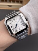 Cartier Santos De Cartier 904L Steel White Dial Super Clone Replica 40MM Watch - Image 10