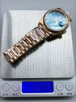 Rolex Day Date Super Clone Rose Gold Blue Dial Crystal Numerals Watch 36MM – 1:1 Mirror Quality - Image 11
