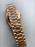 Rolex Day Date Super Clone Rose Gold Blue Dial Crystal Numerals Watch 36MM – 1:1 Mirror Quality - Image 9