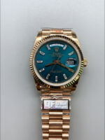 Rolex Day Date Super Clone Rose Gold Blue Dial Crystal Numerals Watch 36MM – 1:1 Mirror Quality - Image 2