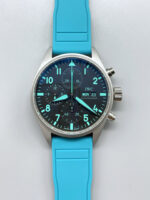 1:1 Replica IWC Pilot’s Watch (TWS Factory) – Black Dial, Blue Rubber Strap - Image 2