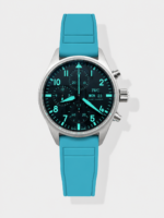 1:1 Replica IWC Pilot’s Watch (TWS Factory) – Black Dial, Blue Rubber Strap