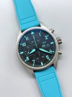 1:1 Replica IWC Pilot’s Watch (TWS Factory) – Black Dial, Blue Rubber Strap - Image 3