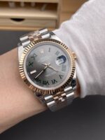 Rolex Super Clone Datejust ETA 3235 Movement 41MM Two Tone Rose Gold Plating Roman Dial Watch - Image 11