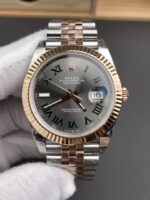 Rolex Super Clone Datejust ETA 3235 Movement 41MM Two Tone Rose Gold Plating Roman Dial Watch - Image 4