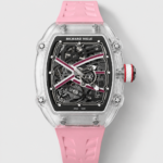 Richard Mille Super Clone RM67-02 Sapphires Casing Watch Pink Rubber Strap