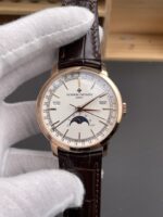 Vacheron Constantin Traditionelle Complete Calendar Rose Gold Plating White Dial Swiss Replica - Image 2