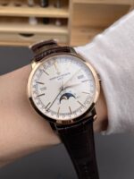 Vacheron Constantin Traditionelle Complete Calendar Rose Gold Plating White Dial Swiss Replica - Image 10