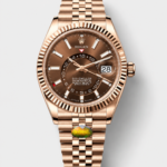 Rolex Sky-Dweller REF# 336935 Brown Dial Watch in Rose Gold 904L Steel Case 1:1 Mirror Replica