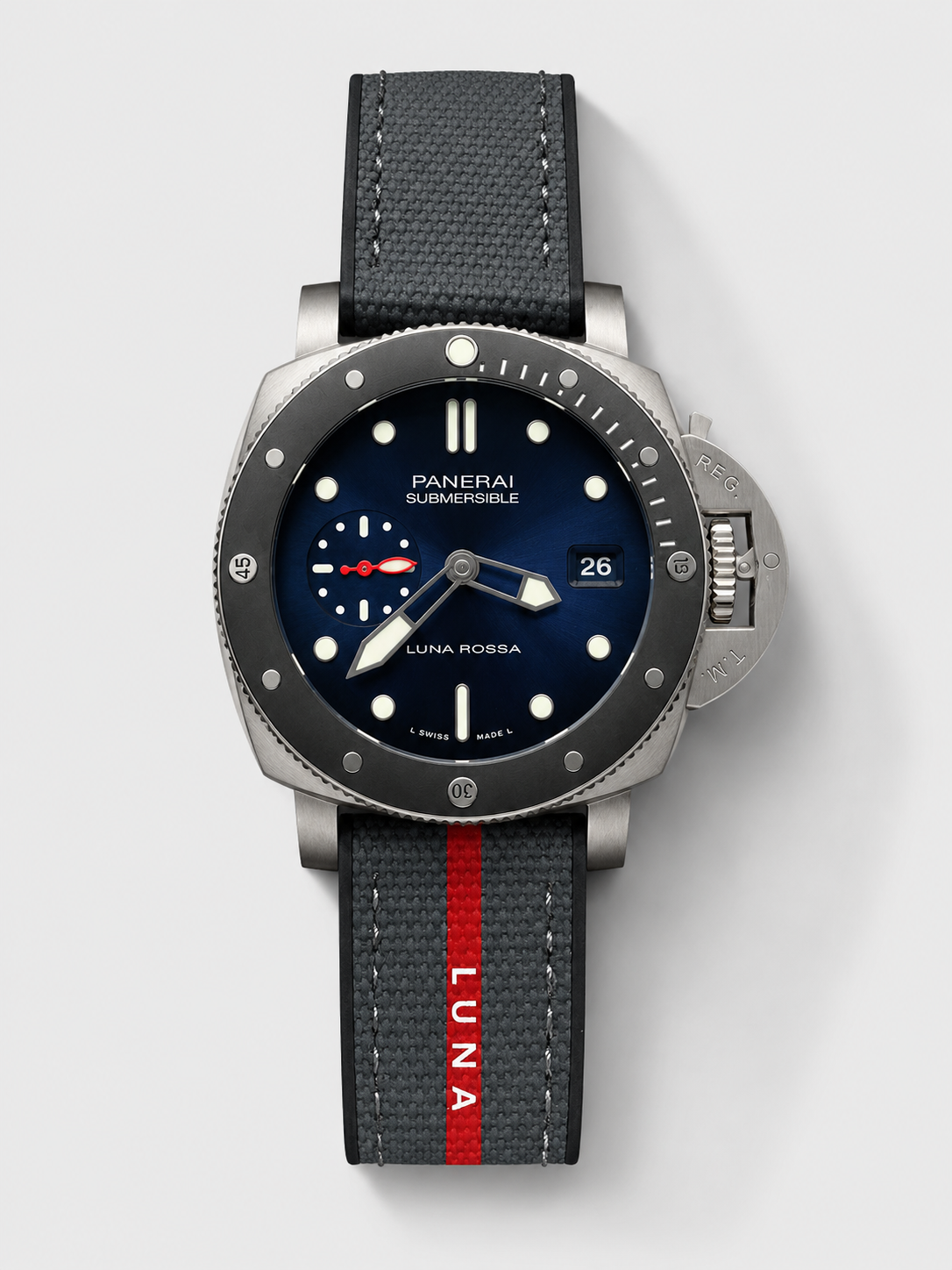 GW-9F714BA5 product image Panerai Submersible Luna Rossa 01565, blue dial, 904L stainless steel case, top-tier replica watch. - Image 1