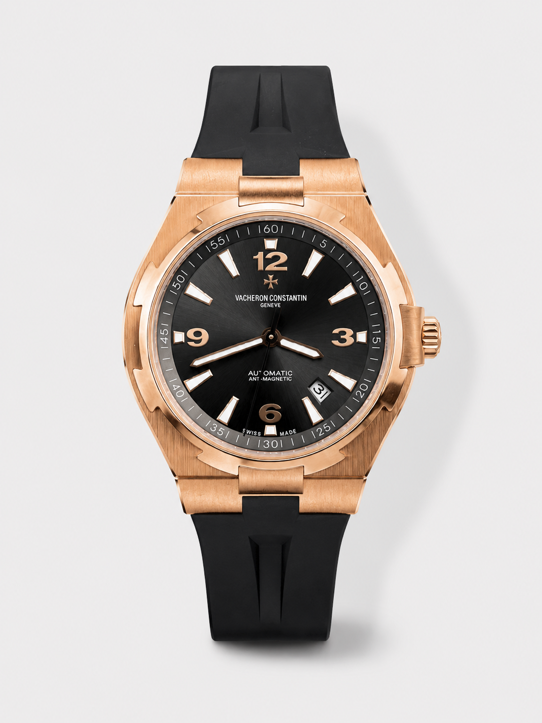 GW-9FB7426C product image Vacheron Constantin Overseas 1:1 Mirror Replica 904L Rose Gold Steel Watch in Grey Dial – Rubber Strap - Image 1
