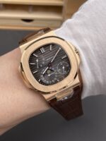 Patek Philippe Nautilus 5712/R 1:1 Quality Swiss Replica Watch in Brown Dial Leather Strap - Image 10