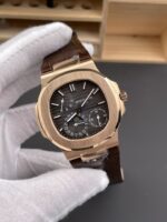 Patek Philippe Nautilus 5712/R 1:1 Quality Swiss Replica Watch in Brown Dial Leather Strap - Image 4