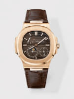 Patek Philippe Nautilus 5712/R 1:1 Quality Swiss Replica Watch in Brown Dial Leather Strap