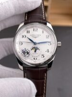 Longines Master Collection Automatic Moonphase White Dial Swiss Replica Watch Leather Strap