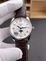 Longines Master Collection Automatic Moonphase White Dial Swiss Replica Watch Leather Strap - Image 2