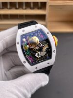 Richard Mille Super Clone RM088 Smiley Tourbillon White Ceramic Rubber Strap Watch - Image 4
