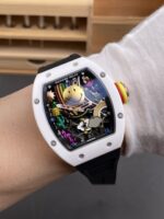 Richard Mille Super Clone RM088 Smiley Tourbillon White Ceramic Rubber Strap Watch - Image 10
