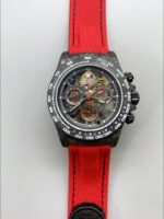 Rolex Daytona DiW Skeleton Carbon Edition Watch – Forged Carbon Casing Red Strap 1:1 Mirror Replica - Image 2