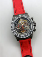 Rolex Daytona DiW Skeleton Carbon Edition Watch – Forged Carbon Casing Red Strap 1:1 Mirror Replica - Image 3