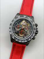 Rolex Daytona DiW Skeleton Carbon Edition Watch – Forged Carbon Casing Red Strap 1:1 Mirror Replica - Image 4