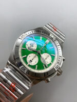 Breitling Chronomat B01 42 “Ireland Green” Dial with Silver Steel Bracelet – 1:1 Top-Tier Replica - Image 5