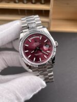 Rolex Day Date Presidential 904L Steel 36MM – Maroon Dial 1:1 Mirror Quality Watch - Image 4
